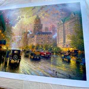 Thomas Kinkade New York 5th Avenue 24”x36”lithograph Certificate of Authenticity